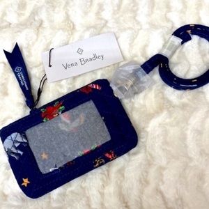 Vera Bradley Zip ID Lanyard Snow Globe Motifs Pattern